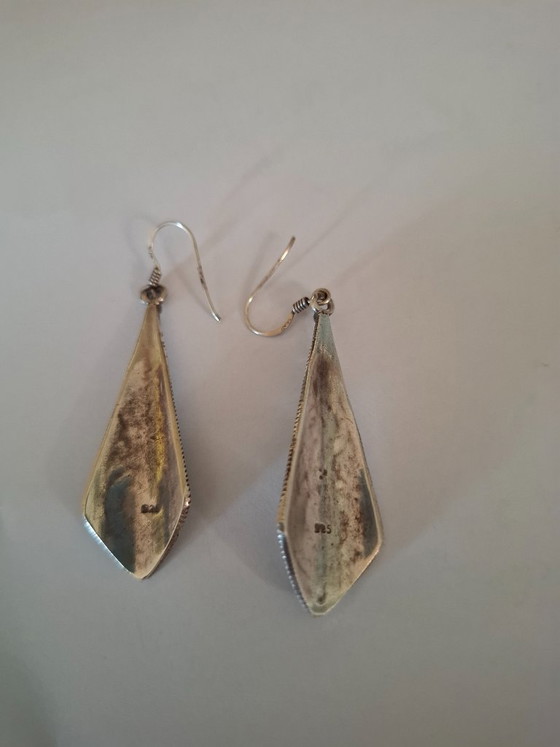Image 1 of Tibetaanse oorbellen van massief zilver.