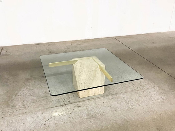 Image 1 of Italienischer Couchtisch aus Travertin von Artedi, 1970er