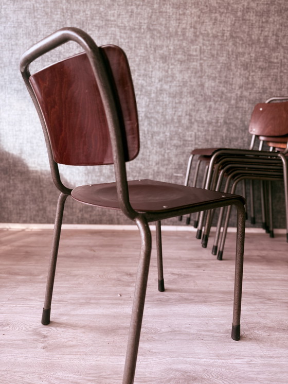 Image 1 of 6x Gispen ‘TU Delft’ 106 Chairs Pagholz, Netherlands, 1950s