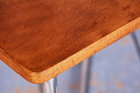 Restored Bauhaus Table, by Robert Slezák, Caucasian Walnut, Chrome, Czech, 1930s – Side tables, Metal, Wood (photo 8 of 9)