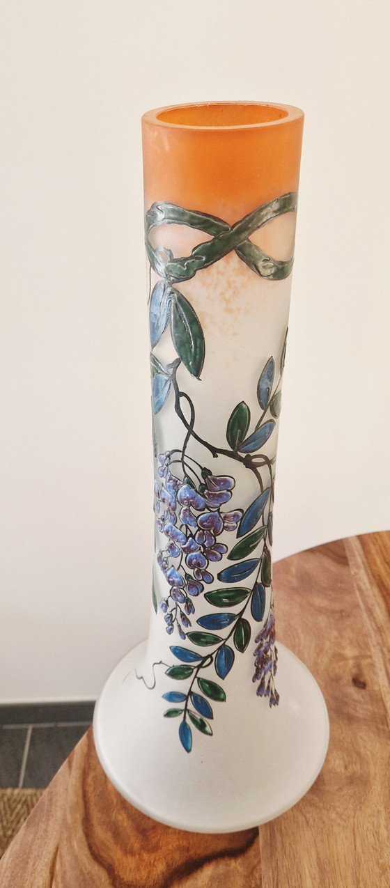 Image 1 of Art Deco Vase signiert Glashütte LEUNE- Auguste HEILIGENSTEIN- 1920