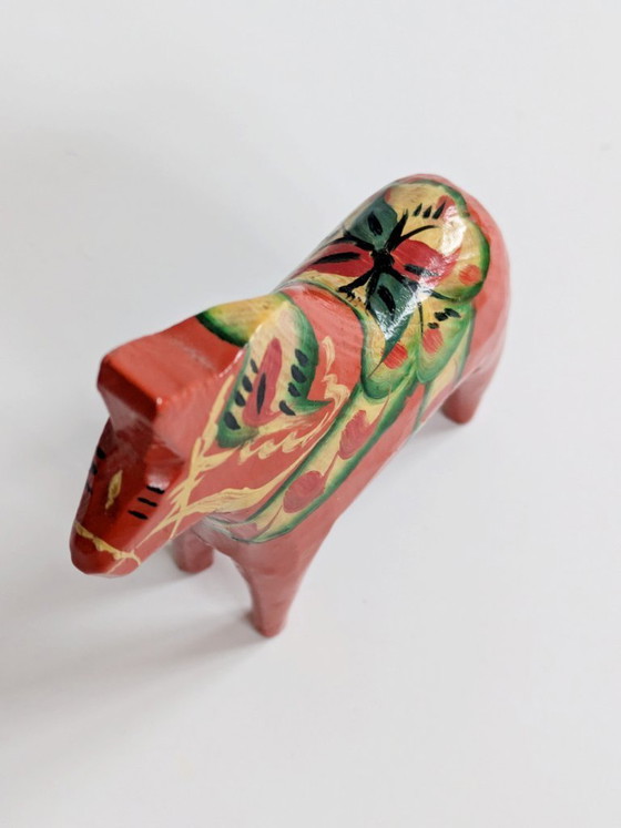 Image 1 of Set van 2 vintage Zweedse Dala-paardjes van hout, handgeschilderd, Scandinavisch decoratief cadeau.
