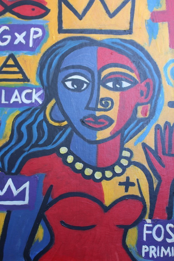 Image 1 of Late 20th Century Neo-Expressionist Bright Bold Color Post Modern Cubist