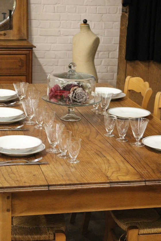 Antique Country Dining Table – Wood, Brass (photo 5 of 8)