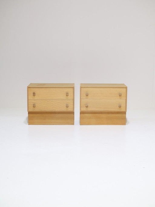 Ensemble de tables de chevet en chêne, style danois vintage années 1960