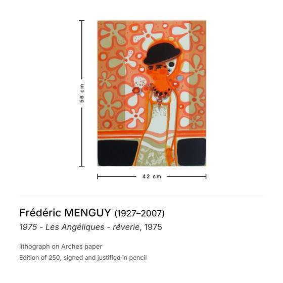 Image 1 of Frédéric MENGUY Die Engelsfrauen - Träumerei Signierte Lithografie 1975