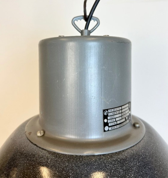 Image 1 of Large Dark Grey Enamel Industrial Factory Lamp from Elektrosvit, 1960s