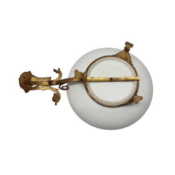 Image 1 of Alter bronzener Kerzenleuchter mit Porzellanteller