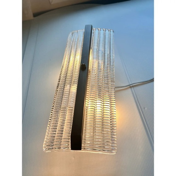 Image 1 of Elegante, rechteckige Wandleuchten aus braunem, diamantbesetztem Muranoglas – Zweiteiliges Set