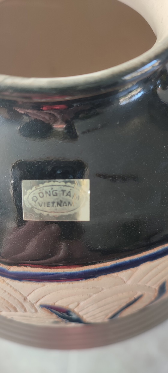 Image 1 of Vintage "Dong Tam" lamp base, Vietnamese ceramic