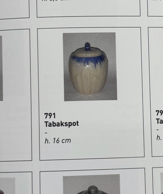 Vaso in ceramica Art Déco con coperchio — Faïencerie De Thulin, Belgio – Oggetti decorativi (photo 12 of 13)