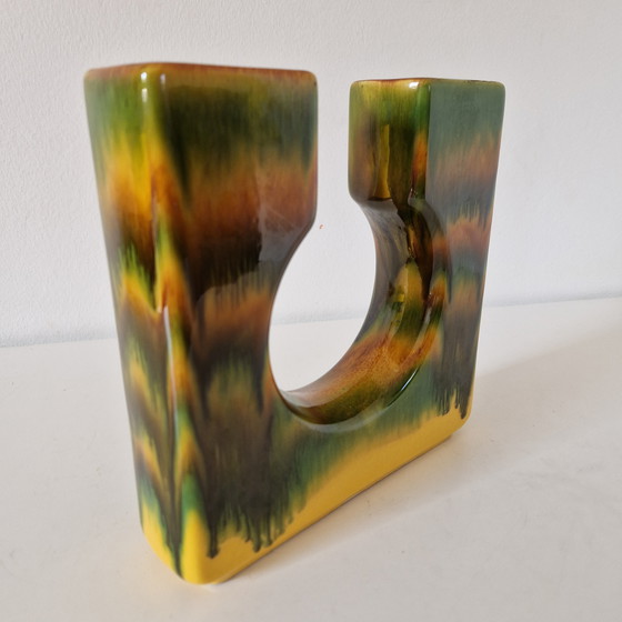 Image 1 of Vintage blok vaas keramieke dubbele vaas bloempot