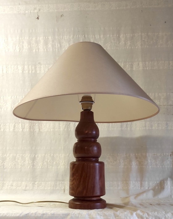 Image 1 of Scandinavian-style table lamp in turned wood - 1970s