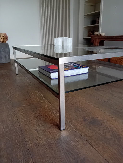 Tavolino da caffè in vetro e acciaio