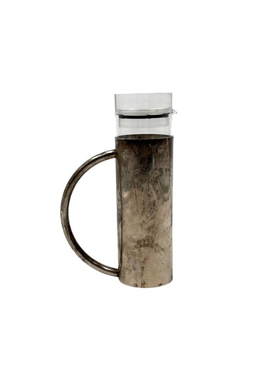 Image 1 of Huilier moderne en métal argenté et verre mod. Vigne à huile, Lino Sabattini Italie années 1970