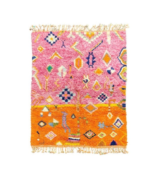 Pink and Orange Moroccan Berber Rug 150x200 cm – Handwoven Boujad Wool Carpet – vloerkleden en tapijten (photo 2 of 8)
