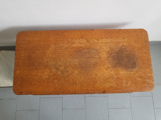 Image 1 of Tavolino da caffè/portariviste vintage anni '50 in acciaio e faggio - Stile Rockabilly Zazou