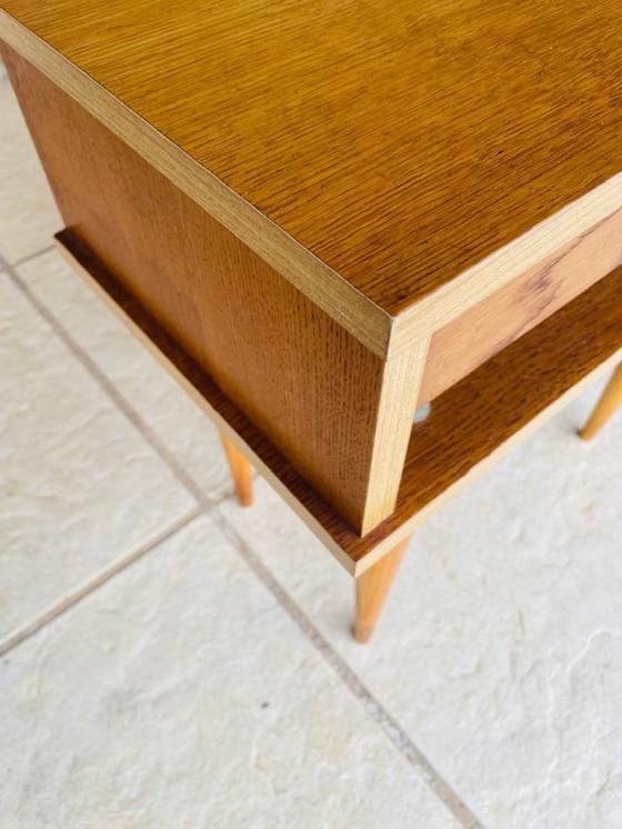 Image 1 of Mid-Century, Oak Nightstand , Circa 1960s 1970s