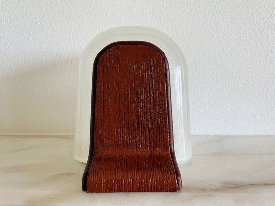 Image 1 of Glass and wood wall sconce light for bathroom or corridor 1990s