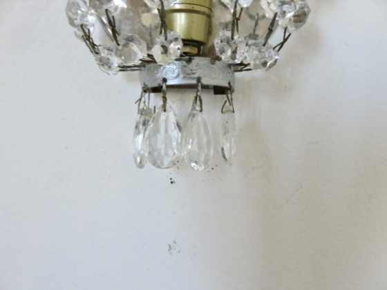 Image 1 of Paar silberplattierte Wandleuchten in Form von Heißluftballons mit Quasten