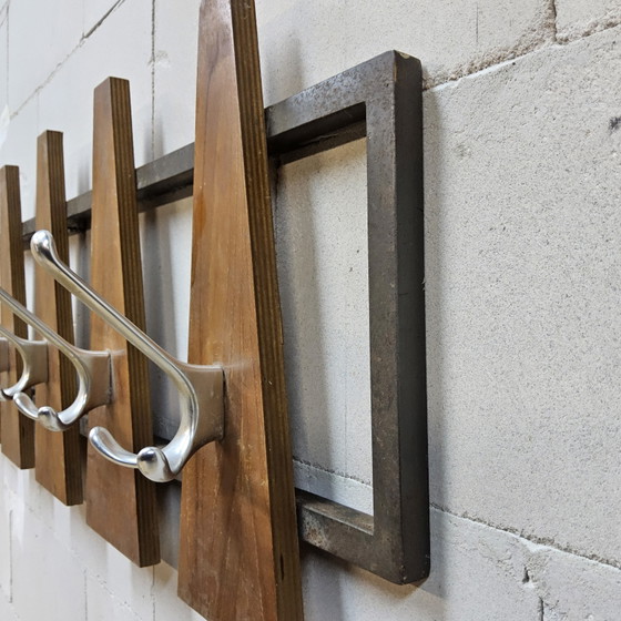 Image 1 of Appendiabiti da parete vintage (anni '60) (appendiabiti in stile Mid-Century Modern) in legno e metallo