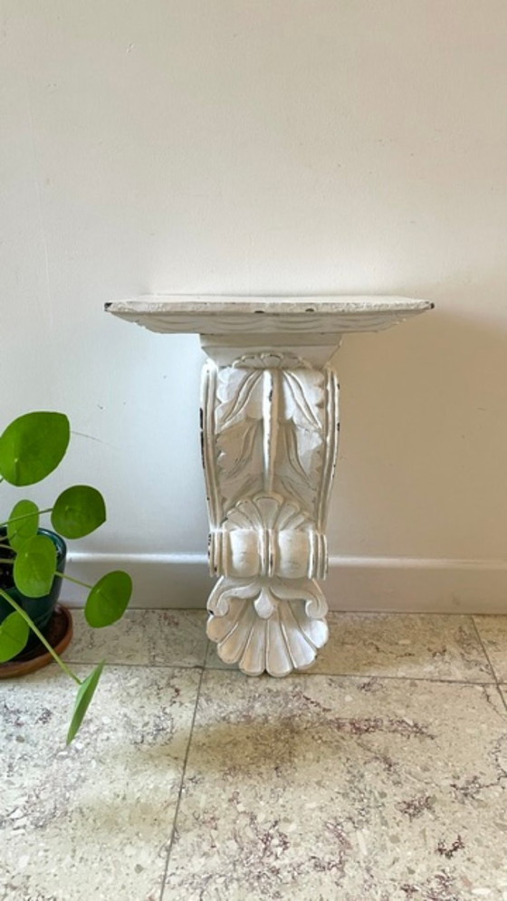 Patinated White Wall Console Shelf – Shelving unit, Wood (photo 27 of 35)