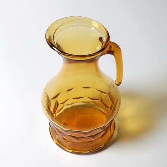 Image 1 of Rara brocca vintage di design in vetro ambrato italiano / Brocca di metà secolo / Italia / Anni '70