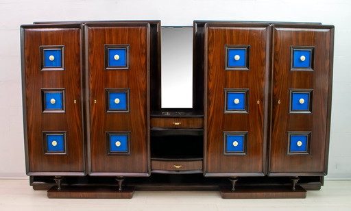 Guglielmo Ulrich Rare cabinet de bar italien en noyer, Mid Century Modern, années 1940