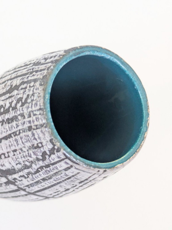 Image 1 of Scheurich Keramik Bambus Europ Linie West-Duitsland Zwart Wit Lava Glazuur Vaas