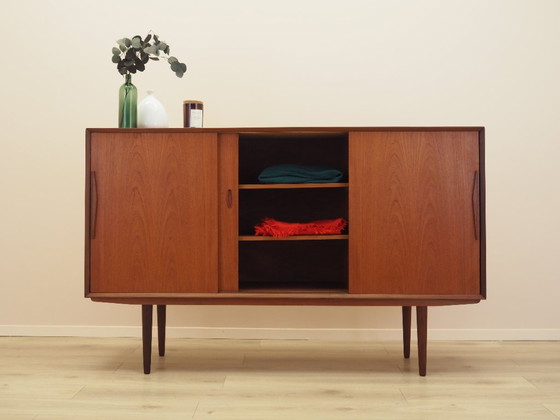 Deens teakhouten highboard met barkast en schuifdeuren, jaren 60 – Dressoirs, Wood (photo 3 of 16)
