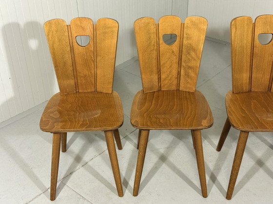 Image 1 of Set of 4 Brutalist farmhouse dining chairs 1950s