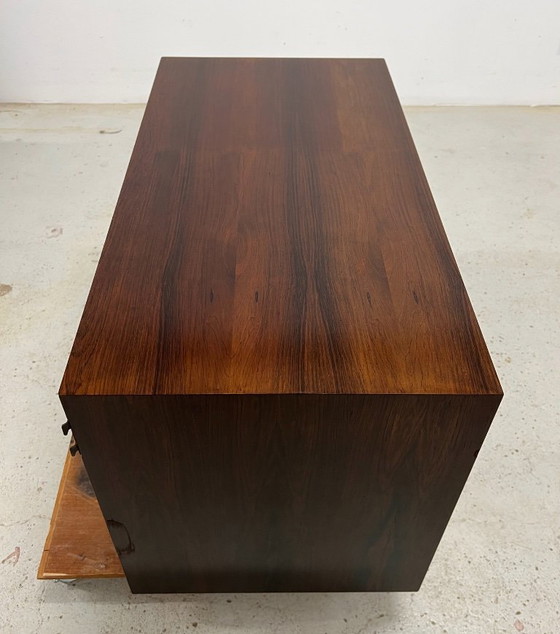 Image 1 of Rosewood Tambour Door Cabinet By Kai Kristiansen For Feldballes
