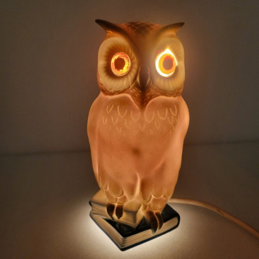 Vintage ceramic owl lamp/nightlight, 1950s-60s, Germany