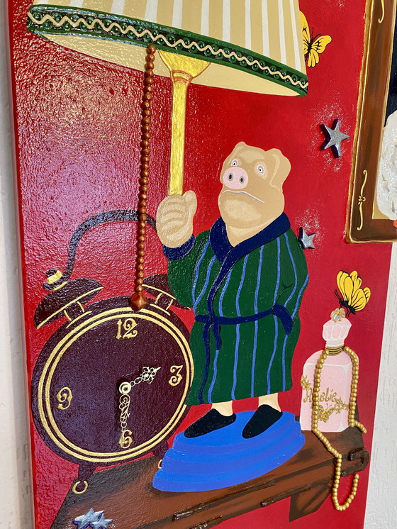 Image 1 of Tableau « Le monde fabuleux d'Amélie » avec horloge