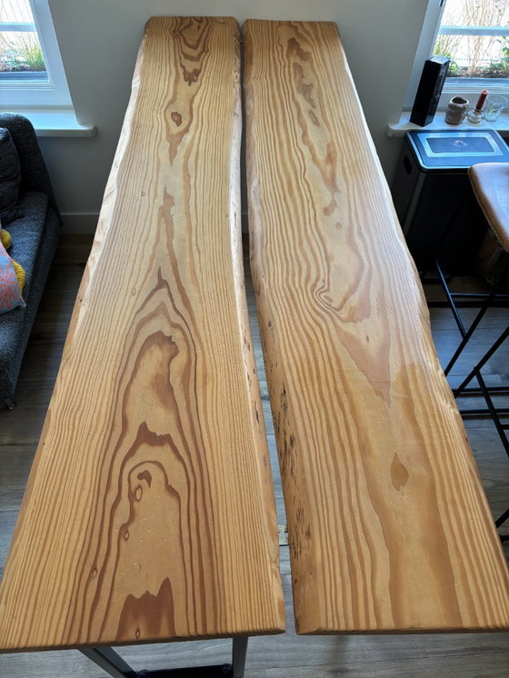 Image 1 of Op maat gemaakte opvouwbare houten bartafel op wielen