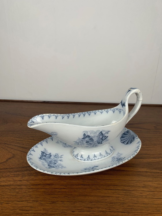 Image 1 of Sarreguemines U&C Flore Model Sauceboat, 19th Century