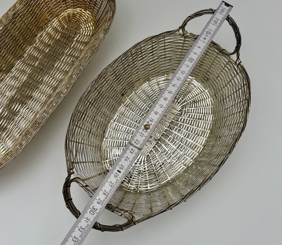 Image 1 of 2 cestini vintage in metallo, delicatamente intrecciati a mano