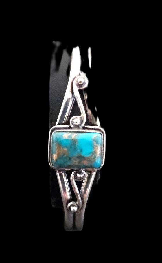 Image 1 of Sierraden set: halsketting met lapis lazuli en armband met turkooizen steen. Zilver.