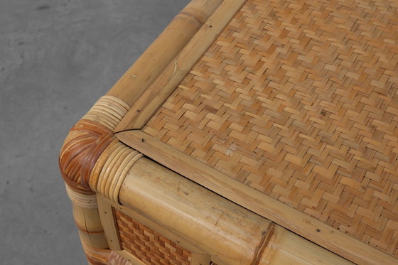 Image 1 of Cómoda o mesilla de noche italiana de bambú y mimbre de los años 70