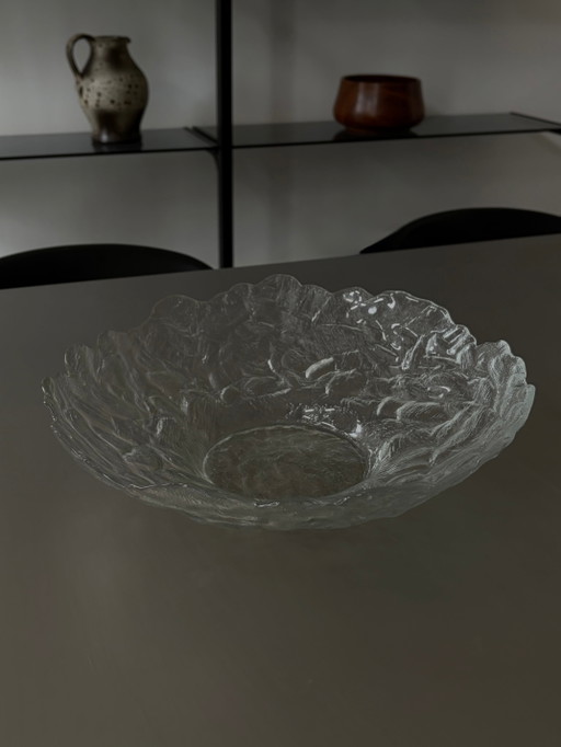 Bol vintage scandinave en verre givré