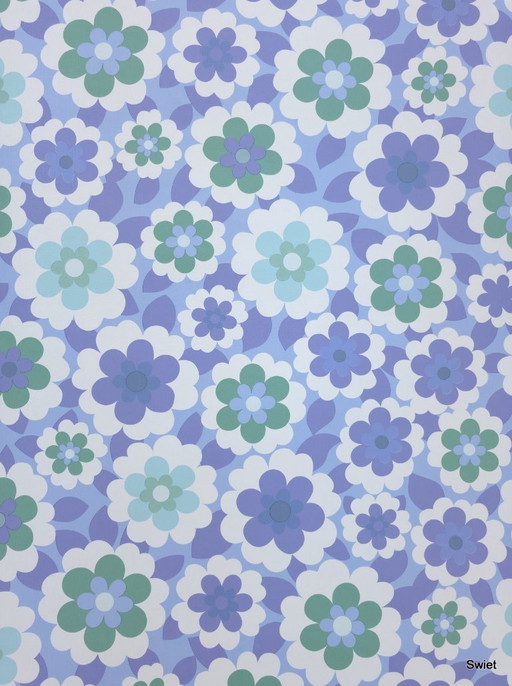 14310 Papier peint floral rétro bleu Inke Heiland