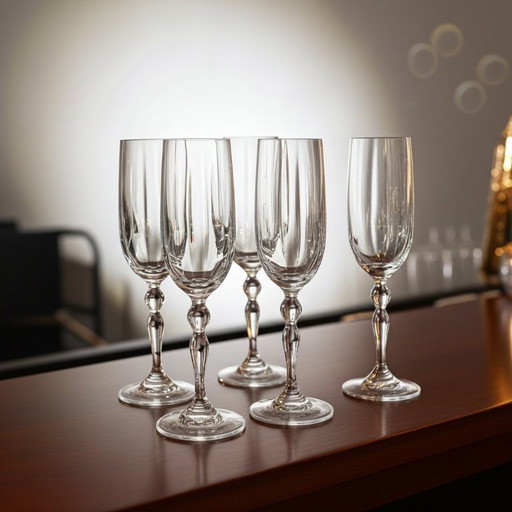 Bicchieri da champagne vintage in cristallo alti 4x