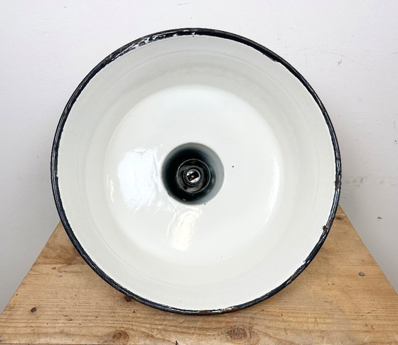 Image 1 of Large Industrial White Enamel Factory Pendant Lamp from Zaos, 1960s