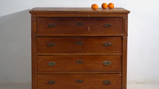 Antique Central European four-drawer chest of drawers – Central Europe, circa 1910 – Wood, Brass, Rustic (photo 3 of 40)
