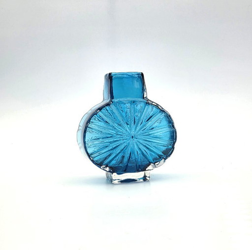 Whitefriars Geoffrey Baxter Sunburst Vase Eisvogelblau