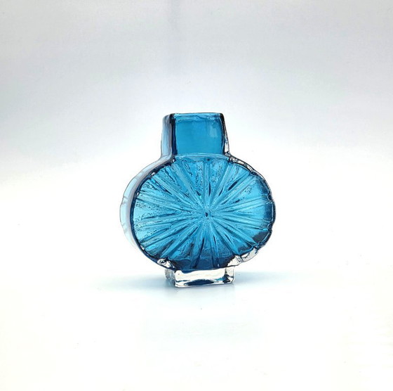 Image 1 of Whitefriars Geoffrey Baxter Sunburst Vase Eisvogelblau