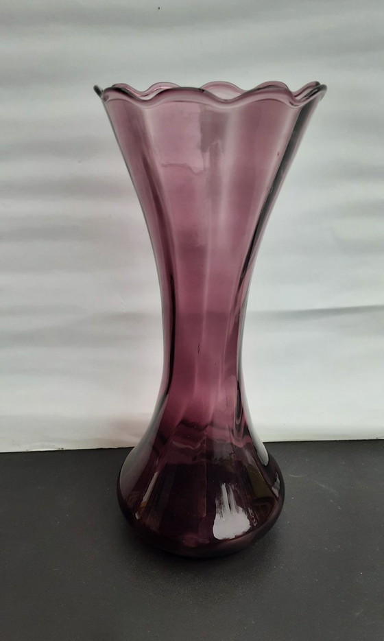 Image 1 of 3 x Doyer vases, crystal, very good, amethyst color