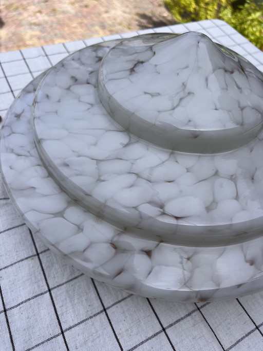 Art deco bowl hanging lamp white gray marble