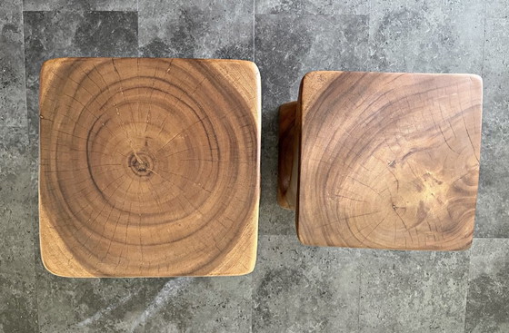 Image 1 of Sgabello CONGO, tavolino laterale di Lambert, in legno massello, set da 2