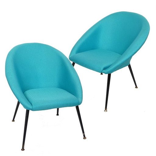 Paire de fauteuils en métal vintage Eva Club, Pologne 1960